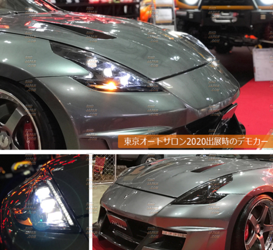 78 Works Full LED Headlight Set Black - Fairlady Z Z34 - RHDJapan